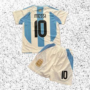 Messi Argentina #10 Kids' Soccer Jersey Set – Youth Fan Gear (Jersey + Shorts)